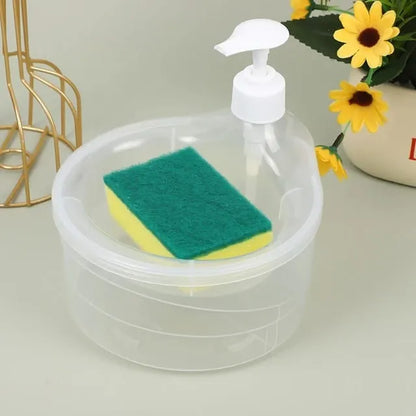 Liquid Soap Dispenser With Pump & Sponge with Sponge Caddy Organizer Holder