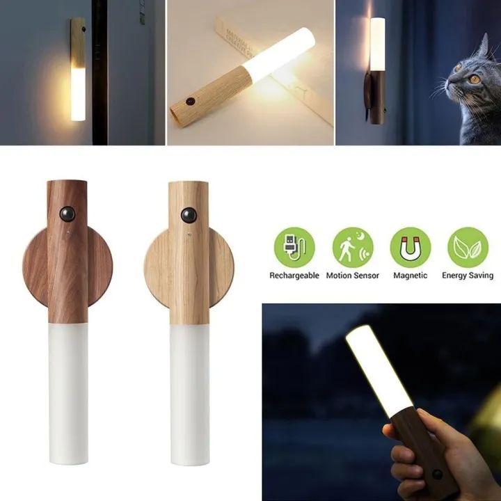 LED USB Wireless Wood Stick Night Light Warm Motion Sensor