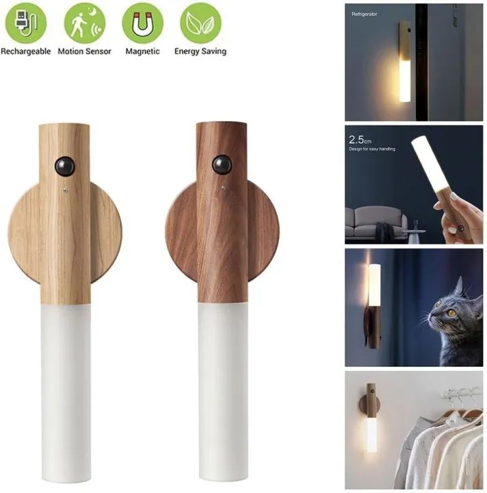 LED USB Wireless Wood Stick Night Light Warm Motion Sensor