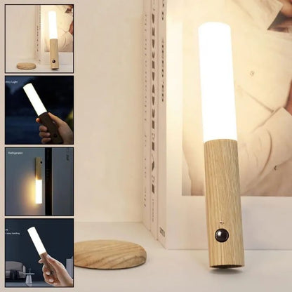 LED USB Wireless Wood Stick Night Light Warm Motion Sensor