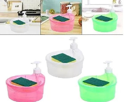 Liquid Soap Dispenser With Pump & Sponge with Sponge Caddy Organizer Holder