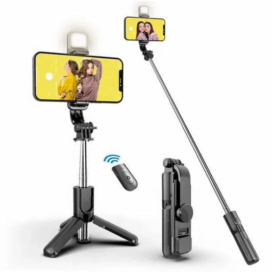 Bluetooth Selfie Sticks with Remote and Selfie Light 3-in-1